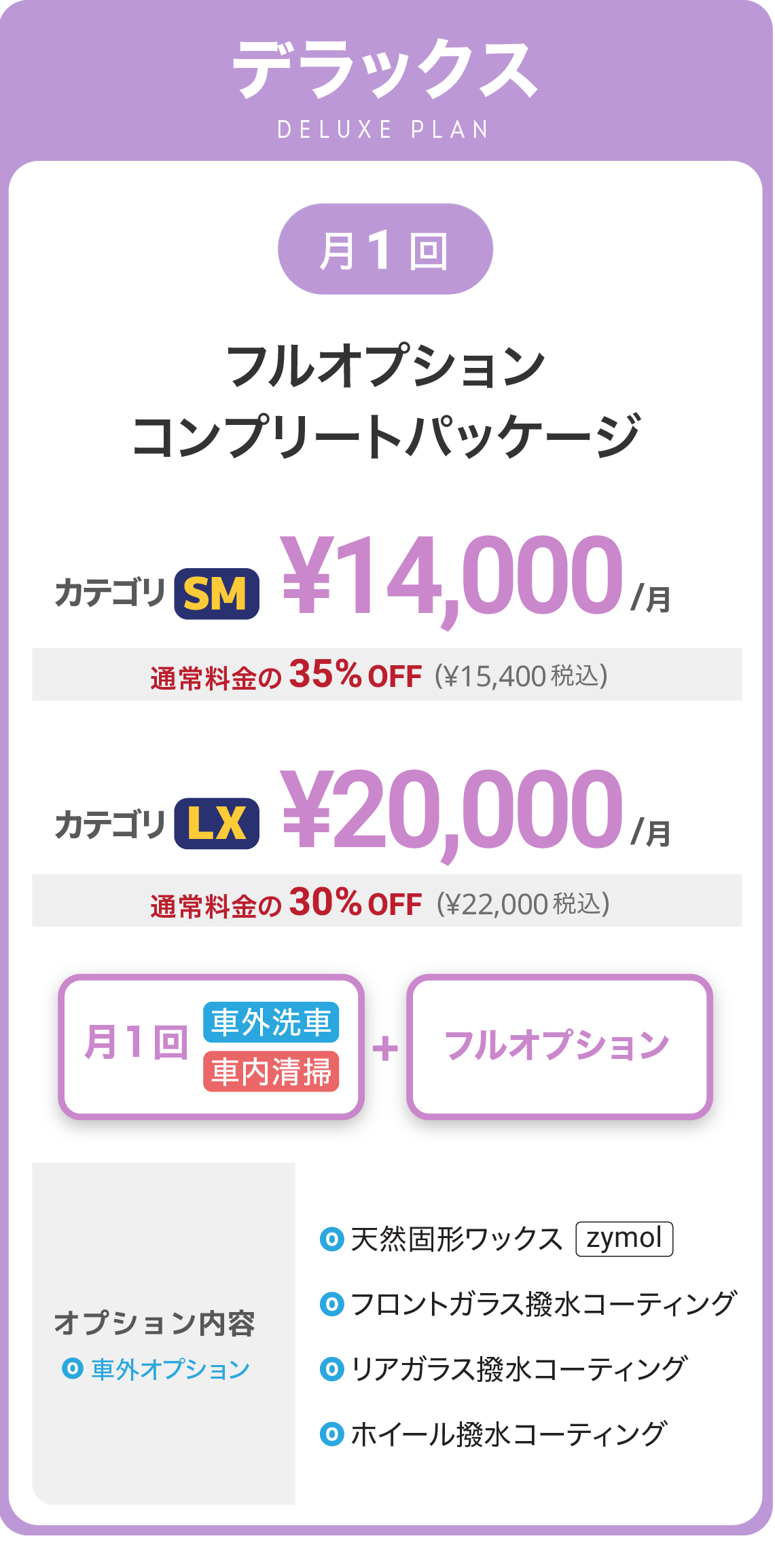 料金表 | サブスク洗車 - 出張洗車Mobility Box - モビリティボックス